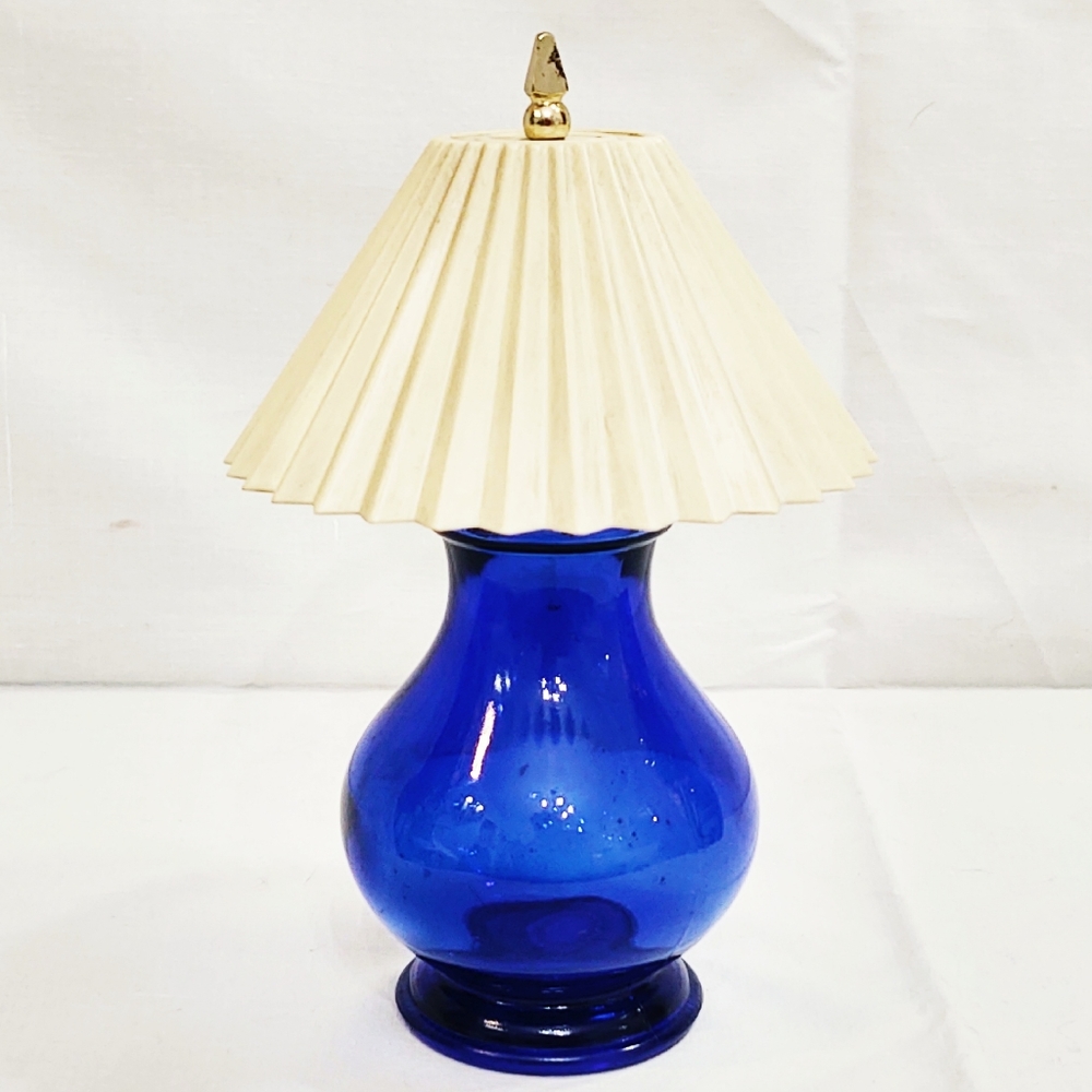 Vintage Cobalt Blue Glass Lamp Perfume Bottle